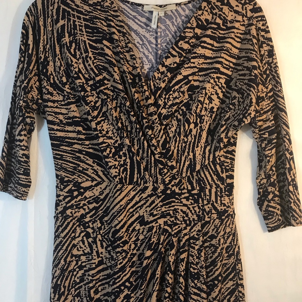 Max and Cleo women’s Navy and Tan Wrap Dress size small - Picture 3 of 7